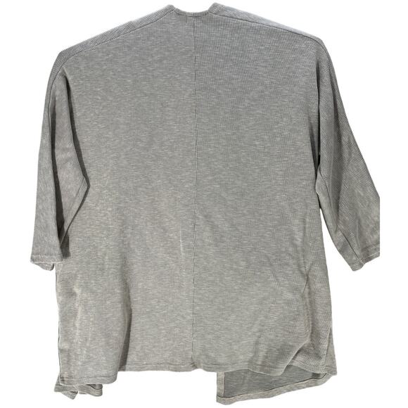 DONNI Ribbed Sweater Cardigan Womens One Size Gray Beige Long Length Pockets - Picture 2 of 6